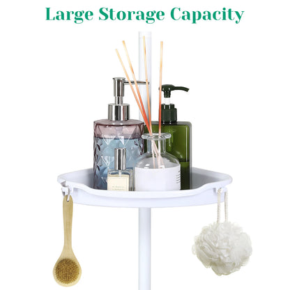 Corner Shower Caddy with Tension Pole 4-Tier Adjustable Shelves Bathroom Storage Organizer with Rubber Pad