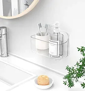 Shower shelves, Adhesive Clear Acrylic Bathroom Shower caddy Organizer, Transparent No Drilling Wall Mount Bathroom Storage