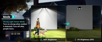 (5/4/3/2/1 pcs) 3-Head Solar Outdoor Light, Motion Sensor Security Light with Wireless Remote Control