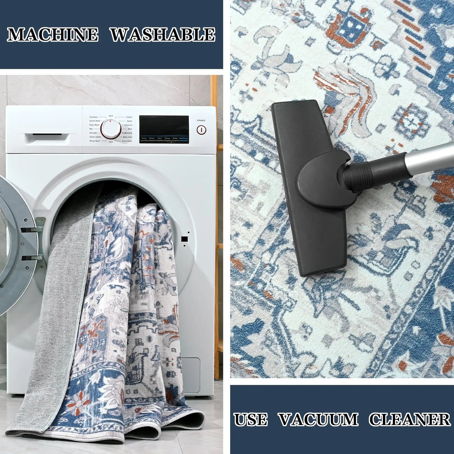 Faux Cashmere Vintage Floral  Soft Accent Area Rug, Low Pile for Living Room Bedroom