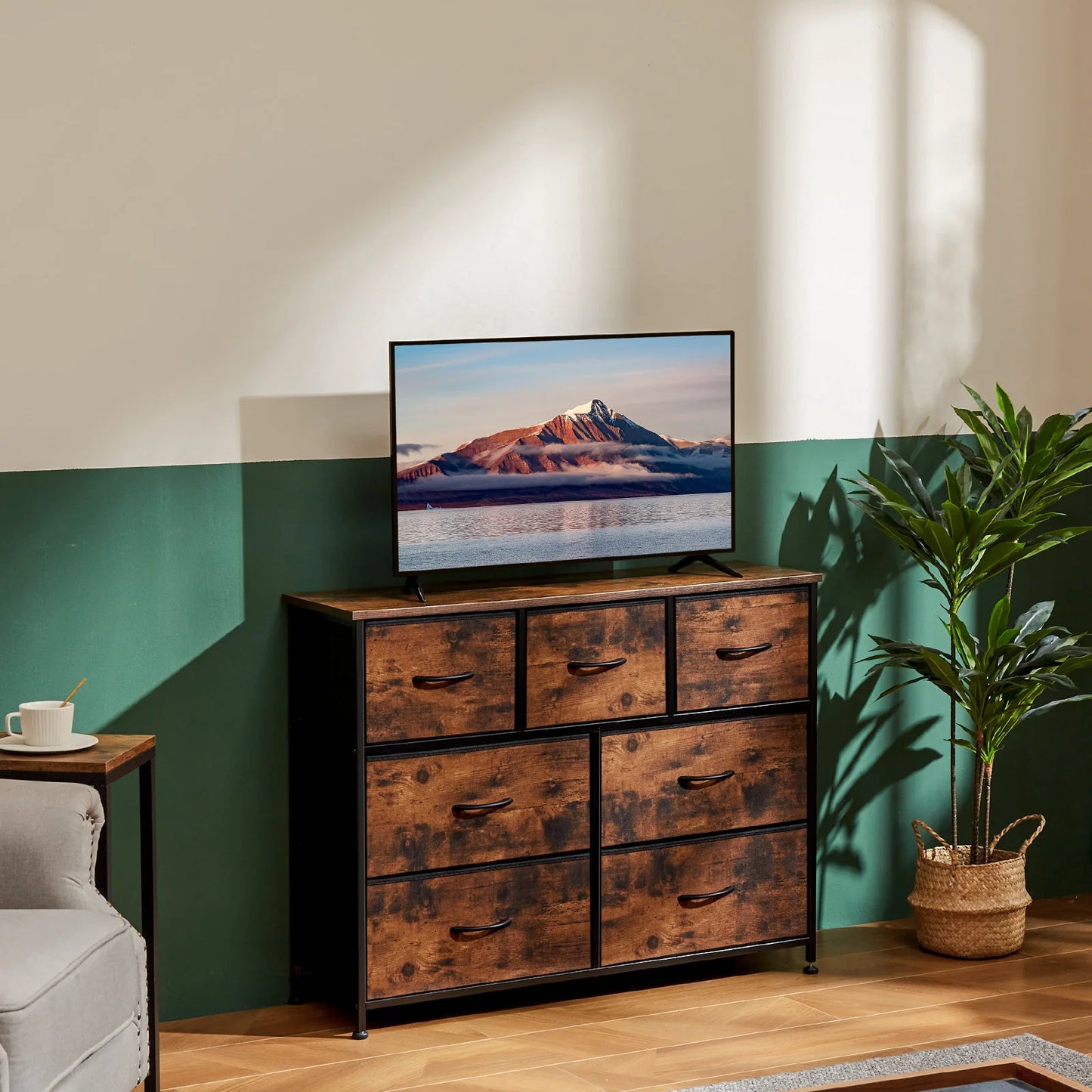 Dresser For Bedroom With 7 Fabric Drawers Organizer Storage Closet