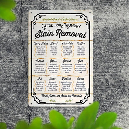 Antique Iron Laundry Guide Plate Metal Wall Artwork with Decontamination Tips Waterproof and Dustproof Ideal Home Decoration