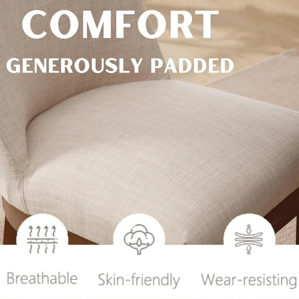 set of 4 comfortable linen-upholstered dining chairs with back support for modern kitchen