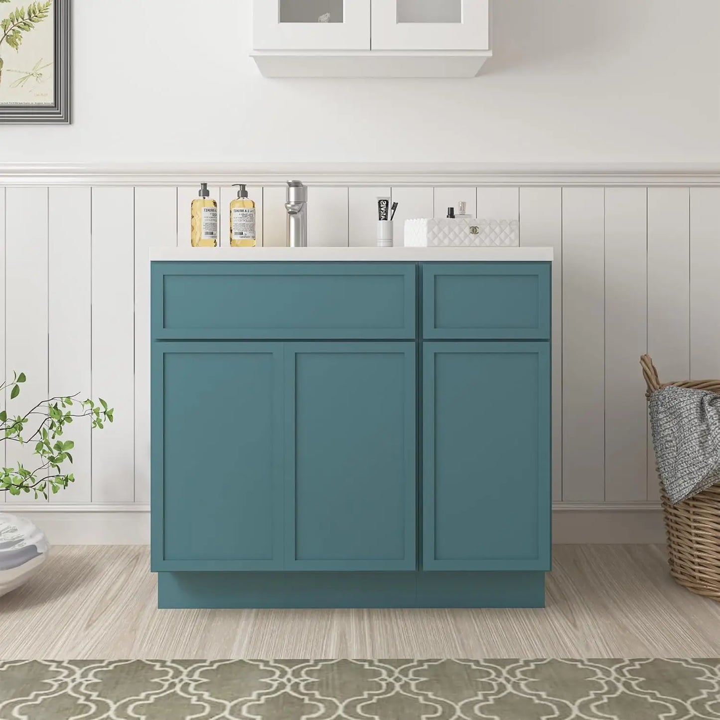 42" Unassembled  Bathroom Vanity - 2-Door & 3-Drawer Floor Cabinet