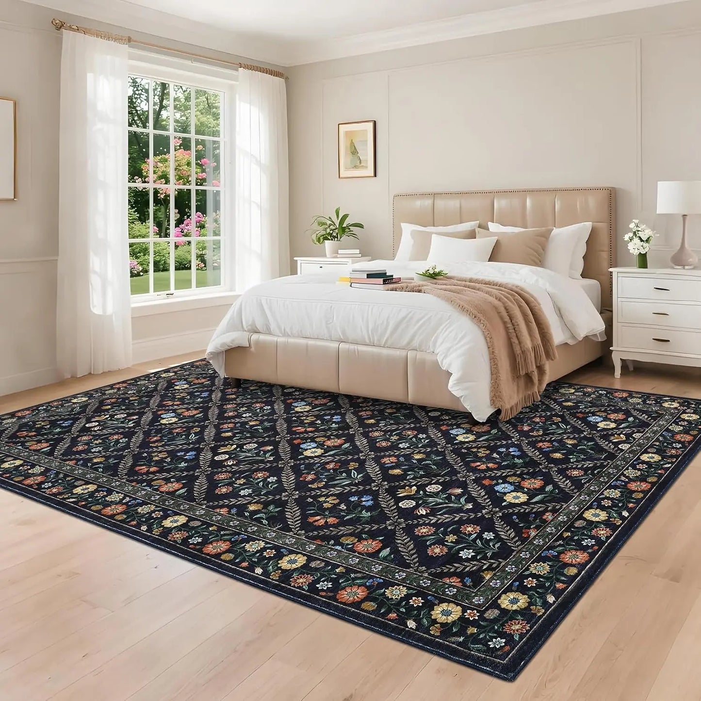 Vintage Washable Area Rugs for Living Room Soft Low-Pile Non-Slip Carpet  for Bedroom Dining Room Home Office