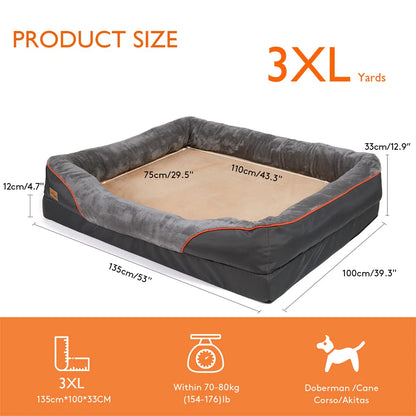 Jumbo Large Orthopedic Dog Bed Memory Foam Pet Sofa Couch Waterproof Elevated Cushion  Removable Cover