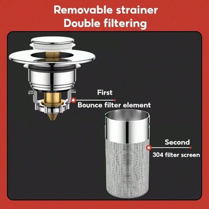 2Pcs Bathroom Sink Stopper, Universal Replacement   Stainless Steel Sink Drain Filter with Hair Catcher,1.1-1.45Inch