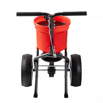 Broadcast Spreader Walk Behind Turf Spreader Steel Push Fertilizer Salt Spreader Garden Seeder for Home Farm 90LBS 12.5in Wheels