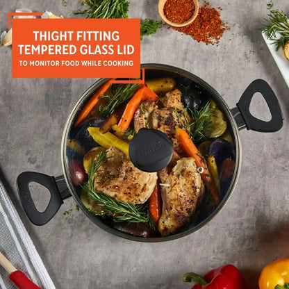 Aluminum 4-Quart Nonstick Dutch Oven Glass Lid Cooking Pot Beans Rice Stews Soups