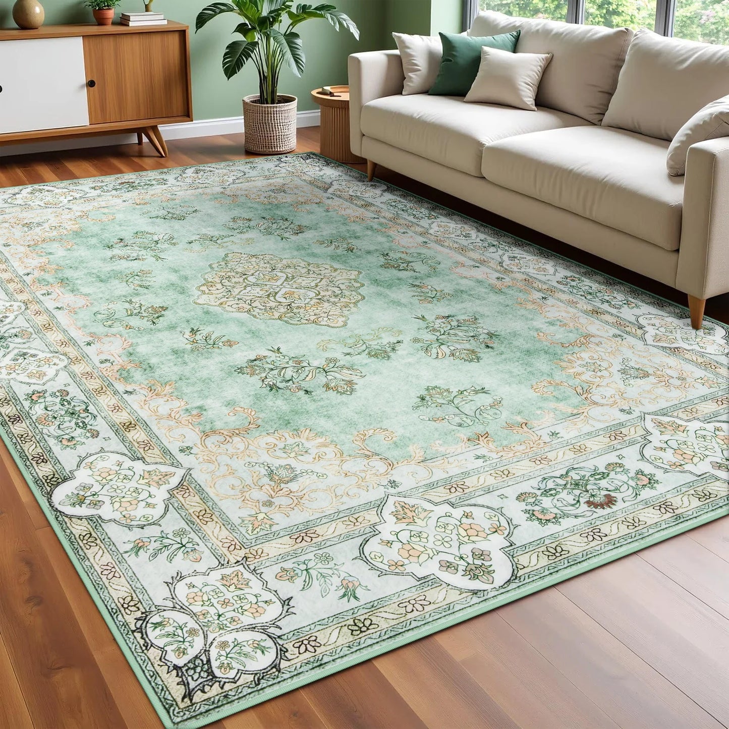Elegant Floral Faux Wool Area Rug