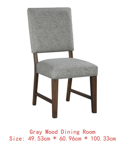 Modern Walnut Finish Dining Set 7pc with Self-Storing Extension Leaf and 6 Upholstered Chairs for Elegant Dining Experience