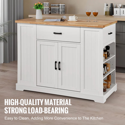 Kitchen Island Cart 46"Wood Top Breakfast Bar