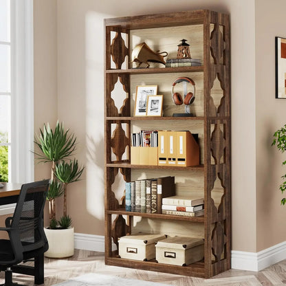 6-Tier Bookcase, 70-Inch Tall Bookshelf with Storage Shelves, Open Bookcase Display Shelving Unit for Living Room, Bedroom