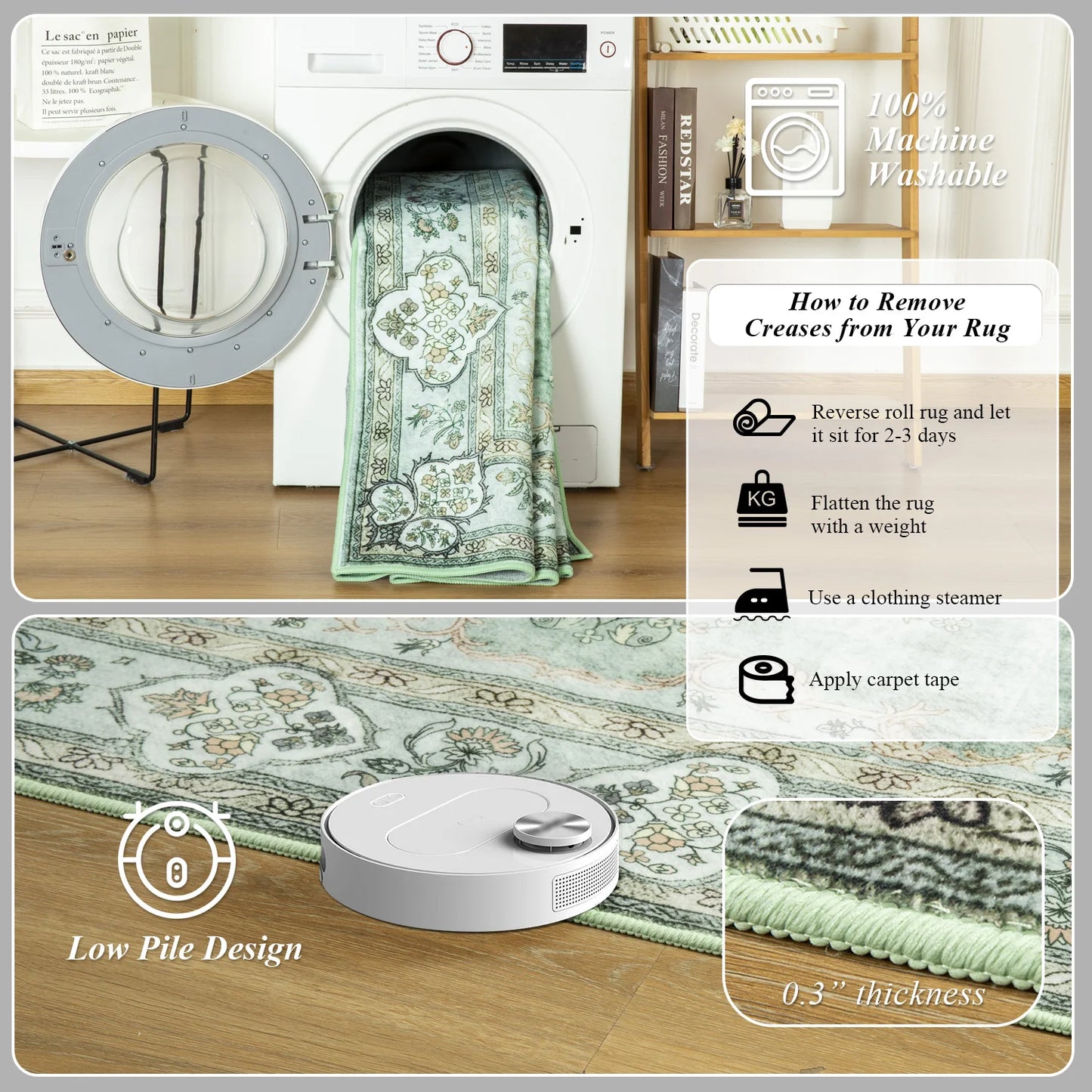 Elegant Floral Faux Wool Area Rug