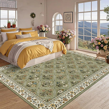 Vintage Washable Area Rugs for Living Room Soft Low-Pile Non-Slip Carpet  for Bedroom Dining Room Home Office
