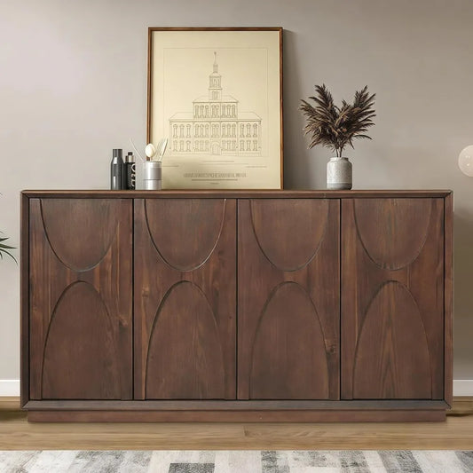 59" Sideboard Buffet Cabinet Retro Accent Storage Cabinet with Magnetic Door Latches Adjustable Shelf for Living Room Kitchen