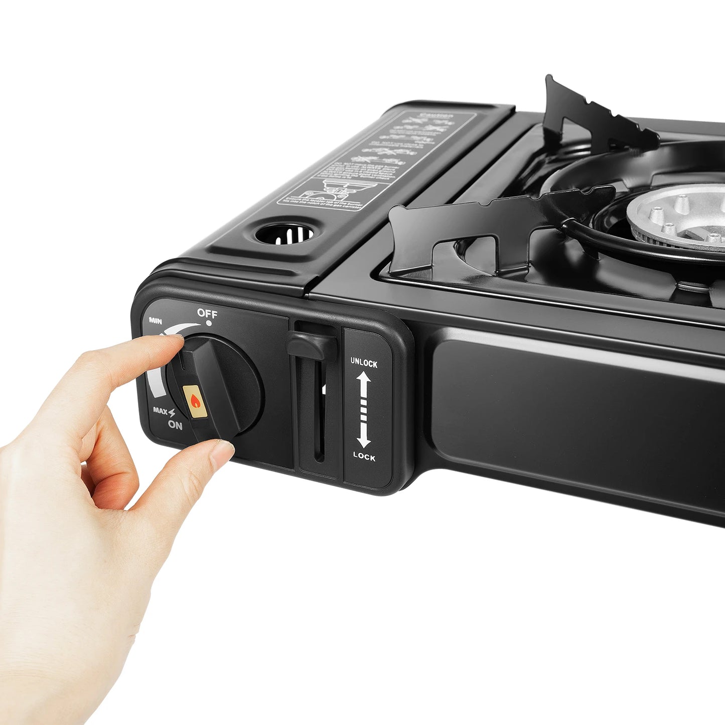 2in1 2-Burner Portable Camping Stove, Butane Camping Stove Kit w/Baking Pan and Carrying Case, Auto Ignition Camping Burner LPG