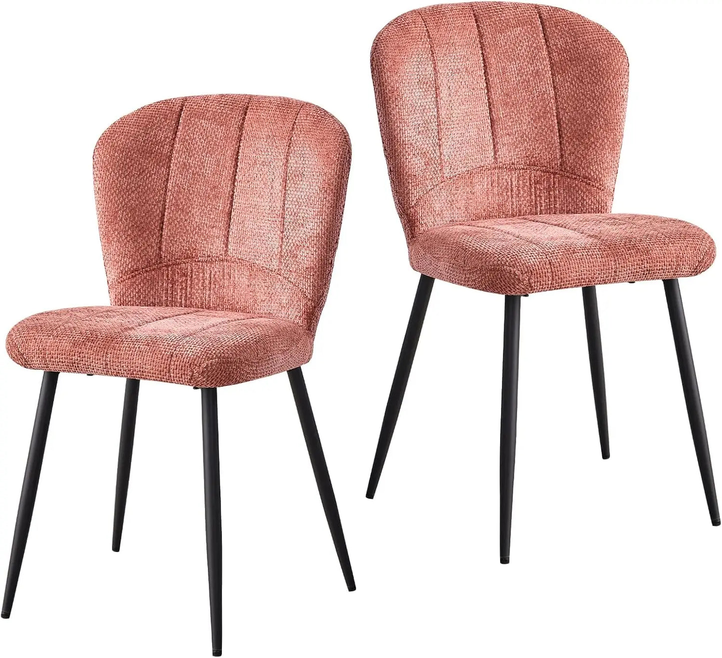 Dining Chairs Set of 4, Modern Chenille Upholstered Kitchen Chairs with Metal Legs, Ergonomic Wingback Design Armless Chair