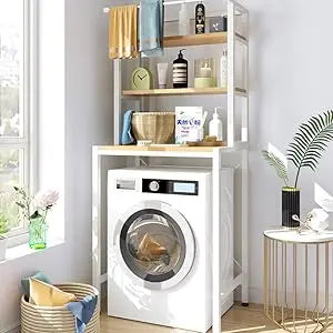 3 Tier Wooden Over The Washer and Dryer Storage Shelf  Washing Machine Storage Shelf for  Laundry Room