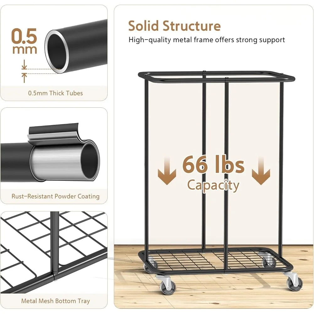 Large 150L Rolling Laundry Basket with Removable Bag Mecanum Wheels Waterproof Hamper Metal Frame Portable Clothes Organizer