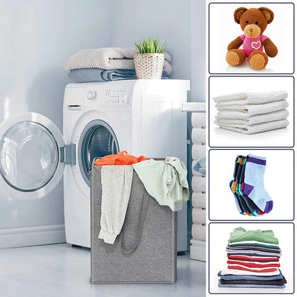 Clothes Hamper with Lid Collapsible Cotton-Like Linen Laundry Hamper for Home Bathroom or Travel Local Delivery