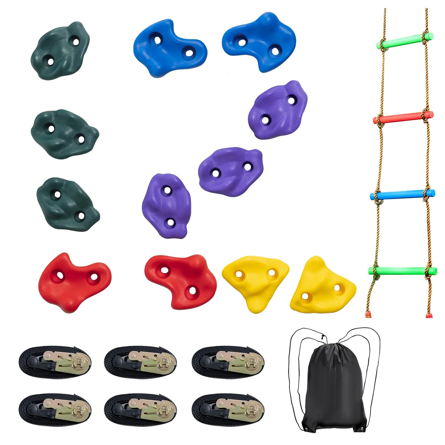 VEVOR 12/20PCs Ninja Tree Climbing KitTree Climbing Holds and 6 Ratchet Straps Large Climbing Rocks for Kids and Adults Climber
