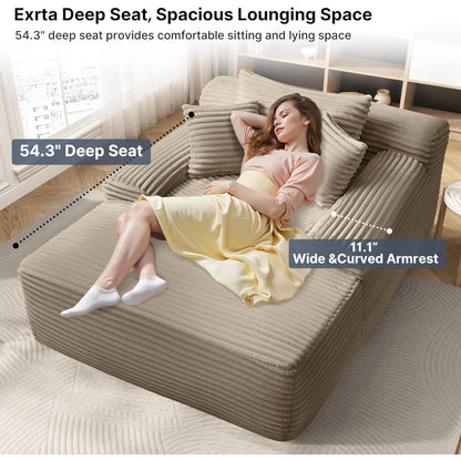 68'' Plush Corduroy Cloud Couch, Fluffy Oversized Sofa Bed for Bedroom Living Room, Comfy Boneless