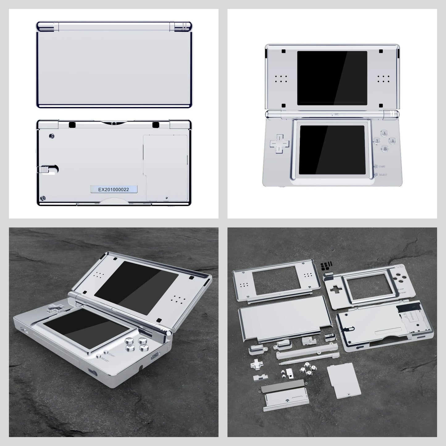 eXtremeRate Replacement Full Housing Shell for Nintendo DS Lite, Case Cover with Buttons, Screen Lens for NDSL - Single Series