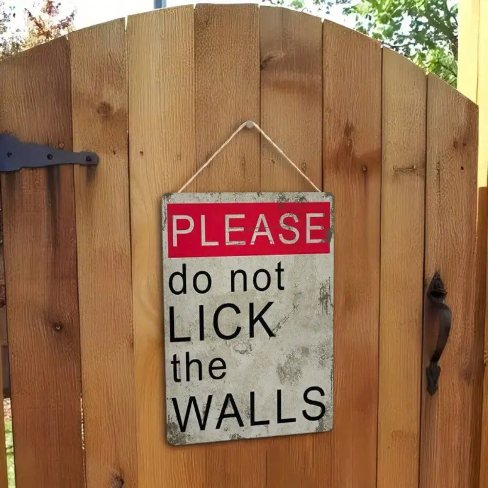 1PC Funny "Please Don't Lick Walls" Metal Sign - Humorous Home Decor, High-Quality Tin Wall Art, Fun Gift