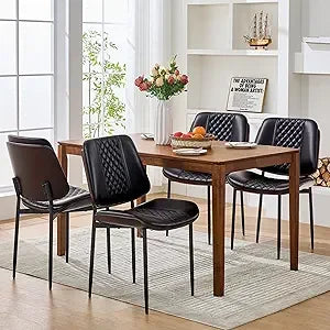 Dining Chairs Set of 4, Upholstered PU Leather Armless Dining Chair