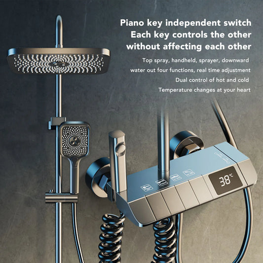 Bathroom Shower  Set Easy To Install Easy To Adjust NPT 1/2 3 Mode Push Button Rainfall Handheld Shower Combo for Bathroom