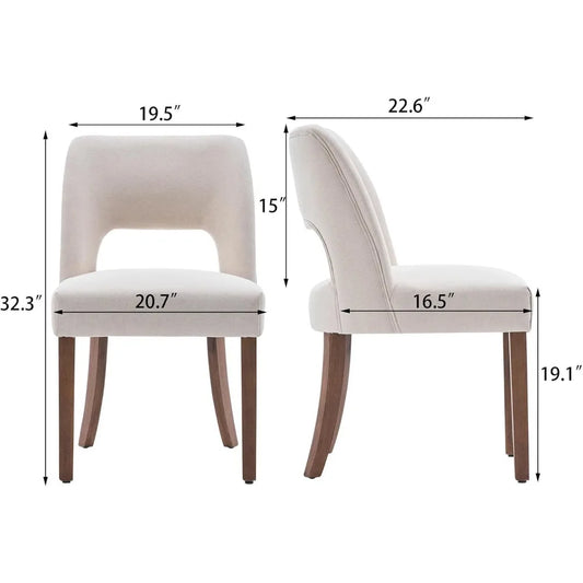 Wooden Dining Chairs Set of 2, Modern Fabric Upholstered Dining Room Chair Kitchen Chairs, Rustic Farmhouse Seating w/Comfort Cu