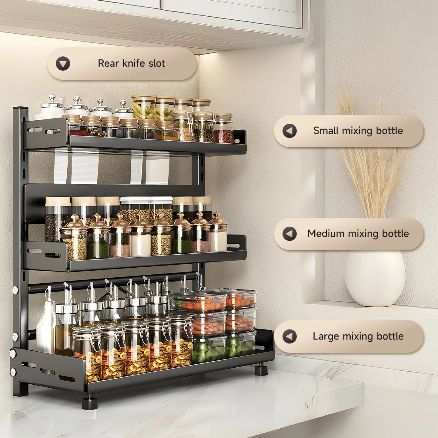 1pc Multi-Tier Spice Rack, Space-Saving Kitchen Countertop Organizer for Seasoning Jar Storage