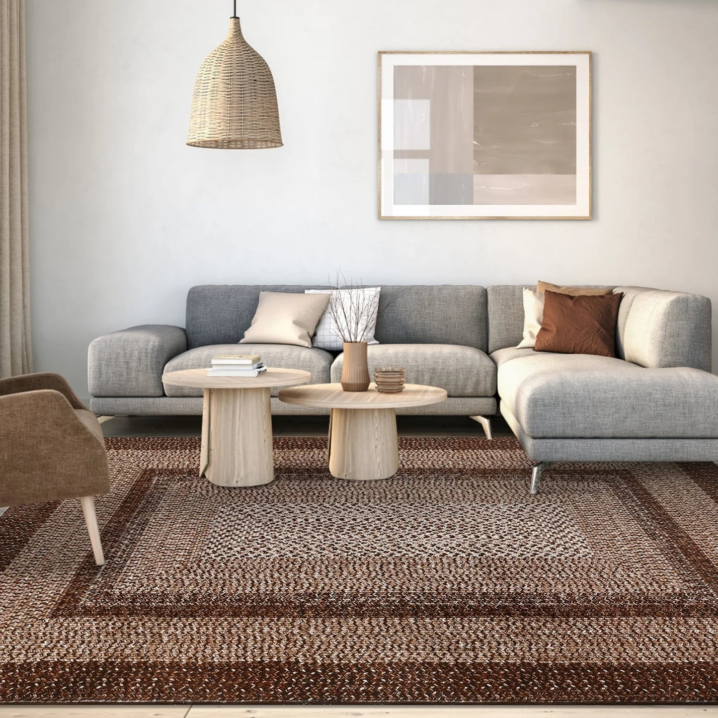 Washable Area Rugs ,Braided Print, Non Slip