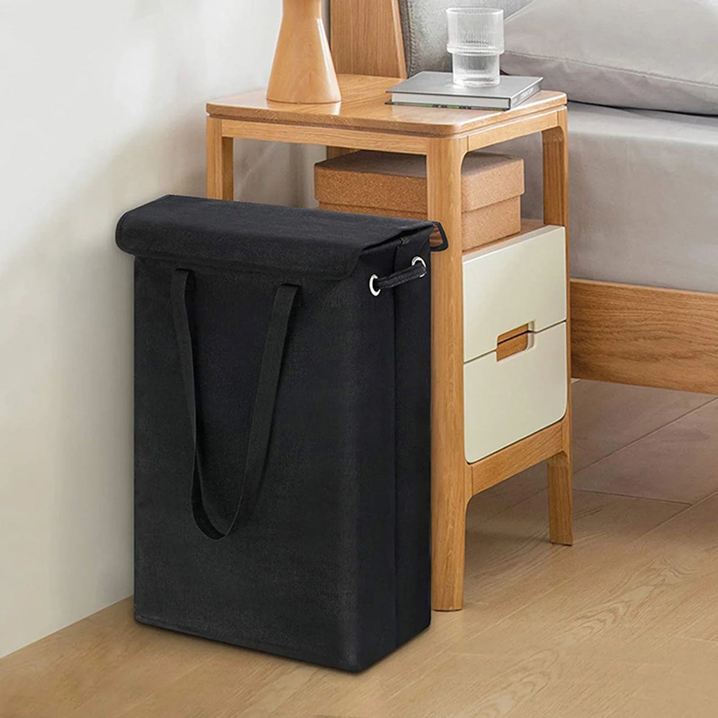 Clothes Hamper with Lid Collapsible Cotton-Like Linen Laundry Hamper for Home Bathroom or Travel Local Delivery