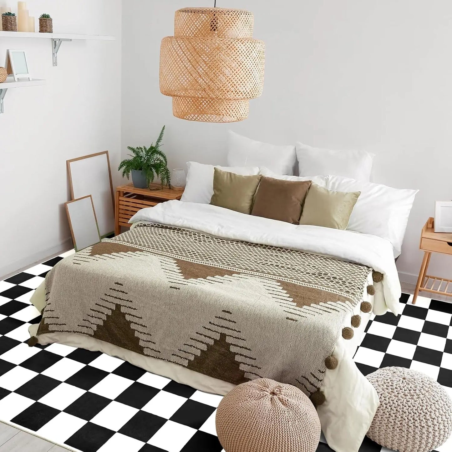 Black and White Checkered Rug