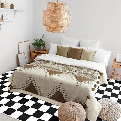 Black and White Checkered Rug
