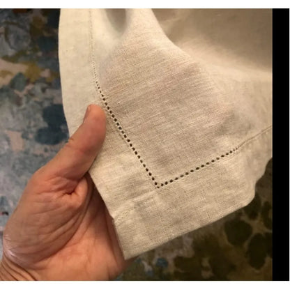 Pure Linen Hemstitch Tablecloth, 100% Stonewashed French Linen for Kitchen Dining, Rectangle Table, 60x144 Inches