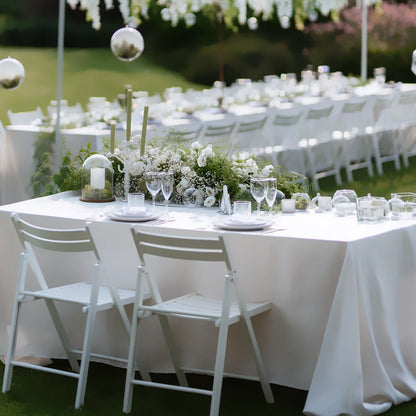 6Pcs Wrinkle Resistant Washable Polyester Table Cover ,White