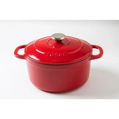 Lodge Cast Iron 5.5qt Red Enameled Dutch Oven  non stick cooking pot set