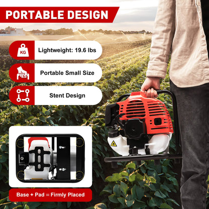 Gasoline Water Pump 2-Stroke Portable Gasoline Engine Trash Pump 20m Lift Powerful Engine Water Transfer Pump 26.25ft Suction