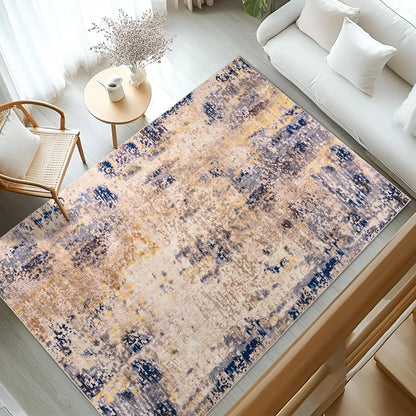 Living Room Area Rugs Soft Large Modern Abstract Area Rug, Vintage Machine Washable Non Slip Carpet , Low Pile Rugs