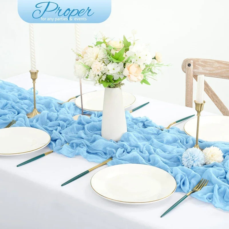 1pc Cheesecloth Table Runner,Country Style Gauze Cheese Cloth Tablecloth For Wedding,Bridal Shower,Baby Shower,Birthday Party