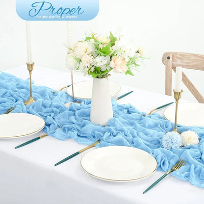 1pc Cheesecloth Table Runner,Country Style Gauze Cheese Cloth Tablecloth For Wedding,Bridal Shower,Baby Shower,Birthday Party