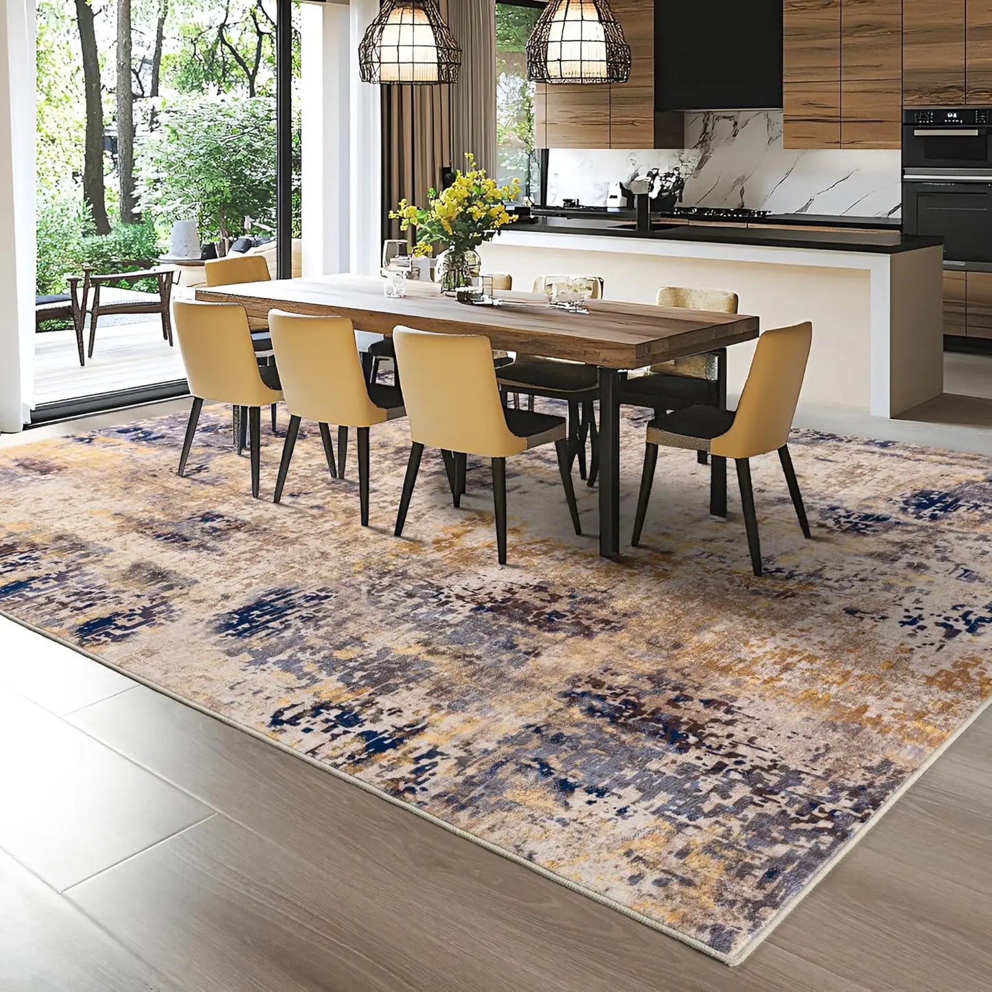 Living Room Area Rugs Soft Large Modern Abstract Area Rug, Vintage Machine Washable Non Slip Carpet , Low Pile Rugs