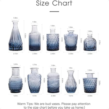 Small Blue Glass Bud Vases
