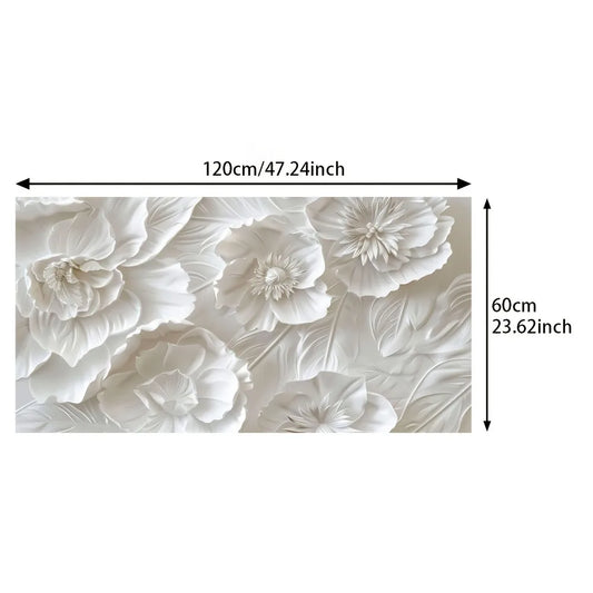 A frameless modern wall art piece depicting white flowers, a canvas poster suitable for bedroom decor, living room or hallway.