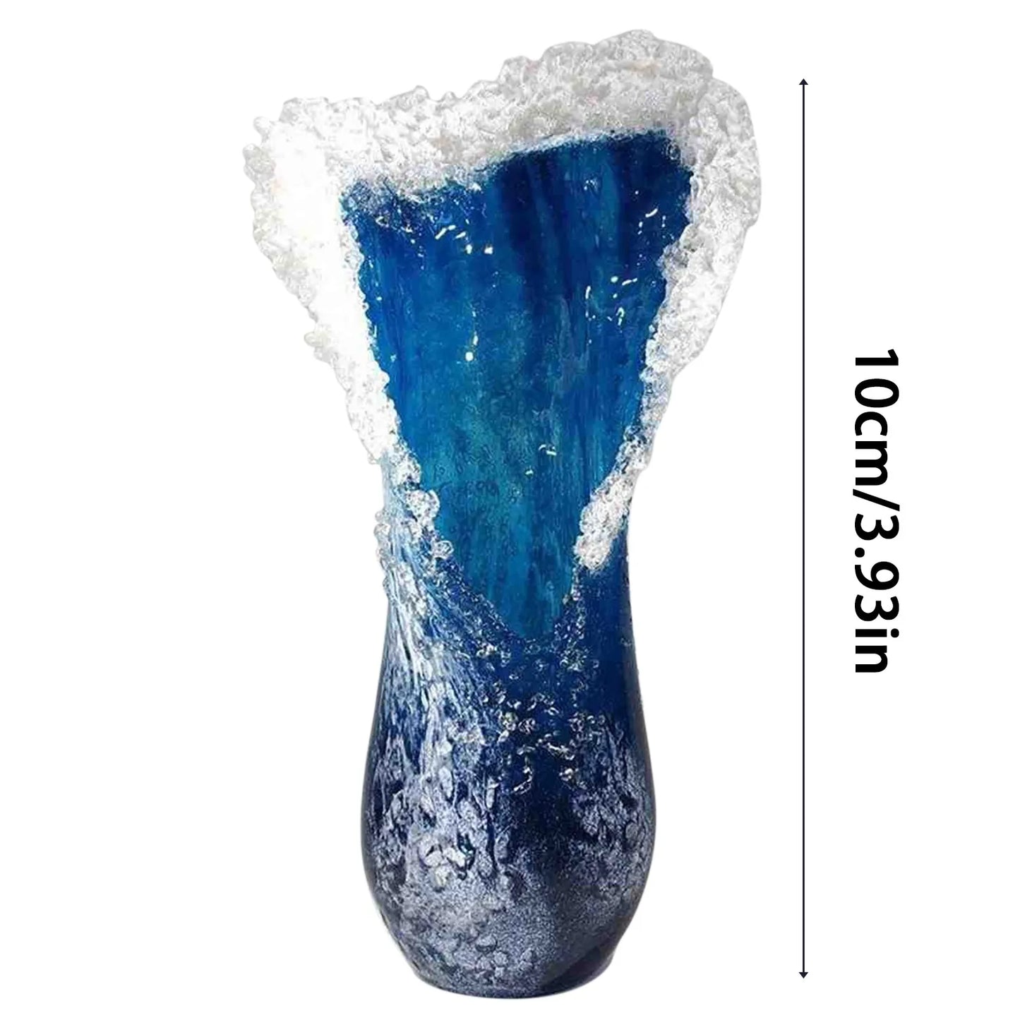 Sea Wave Vase, Wavy Vase Resin Blue