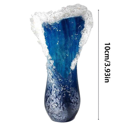 Sea Wave Vase, Wavy Vase Resin Blue