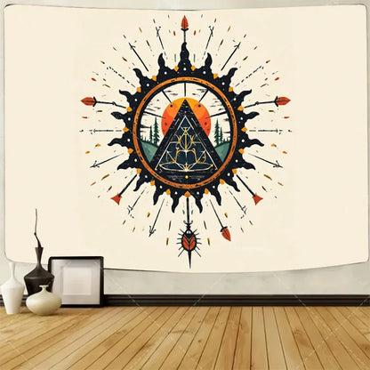 1pc Wall Tapestry  Moon Phase Tapestry - Gold Floral Mandala Wall Hanging